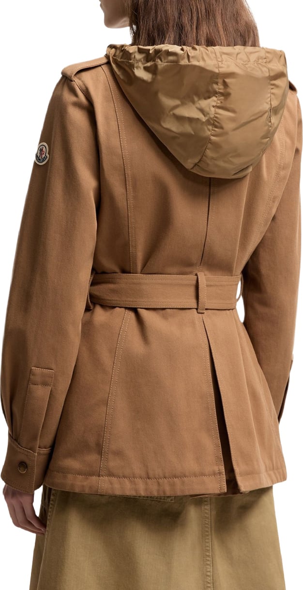 Moncler Centaurea Women's Hooded Gabardine Field Jacket Brown