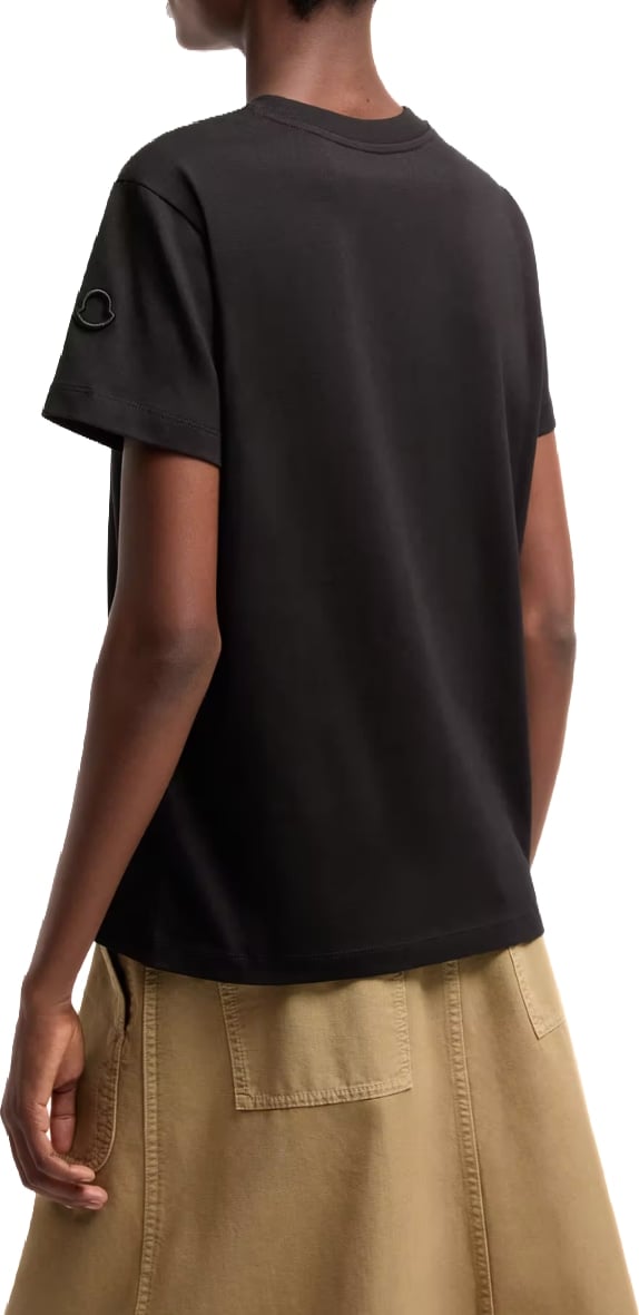 Moncler Women's Embroidered Logo Cotton T-Shirt Black