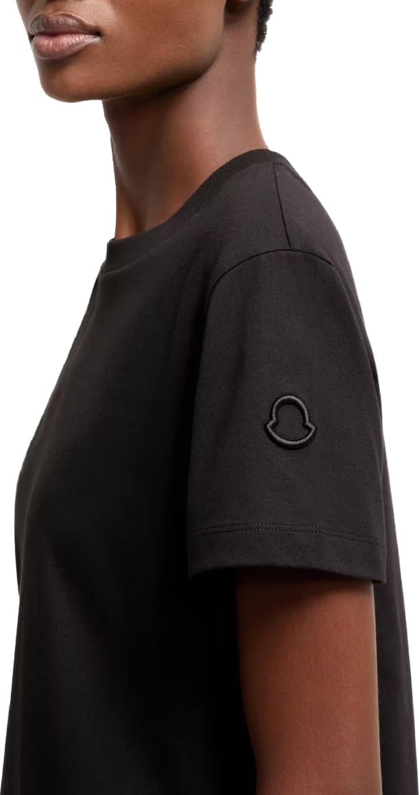 Moncler Women's Embroidered Logo Cotton T-Shirt Black