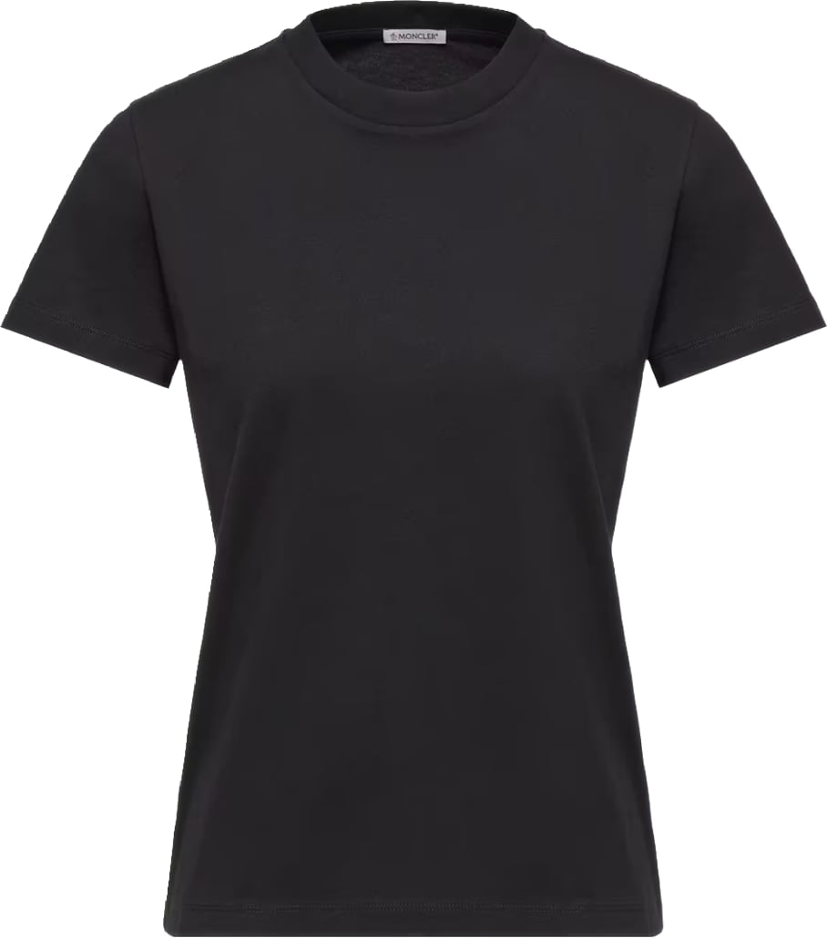 Moncler Women's Embroidered Logo Cotton T-Shirt Black