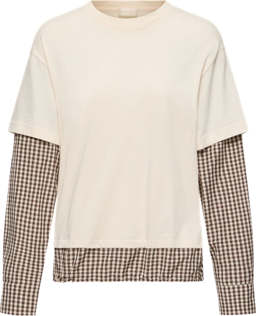 Moncler Women's Layered-Effect Vichy Blend T-Shirt White