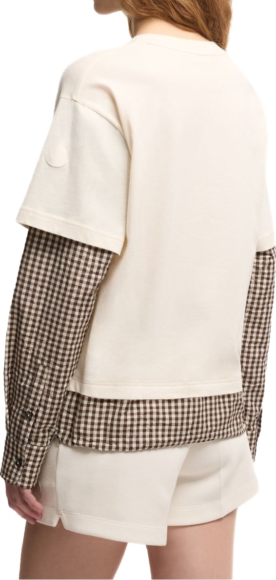 Moncler Women's Layered-Effect Vichy Blend T-Shirt White