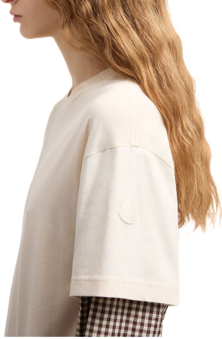 Moncler Women's Layered-Effect Vichy Blend T-Shirt White