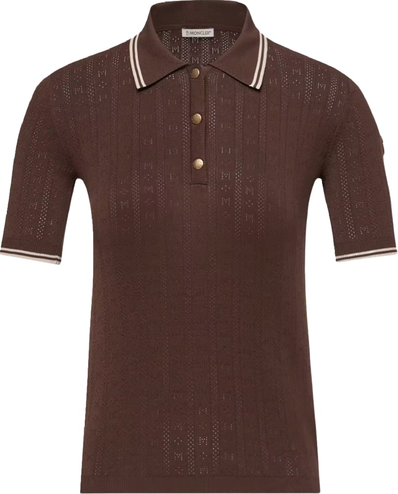 Moncler Women's Rhombus & Logo Pattern Polo Shirt Burgundy