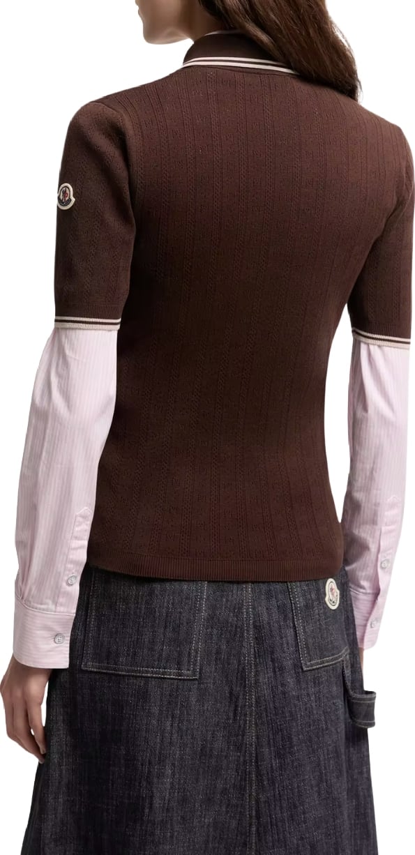 Moncler Women's Rhombus & Logo Pattern Polo Shirt Burgundy
