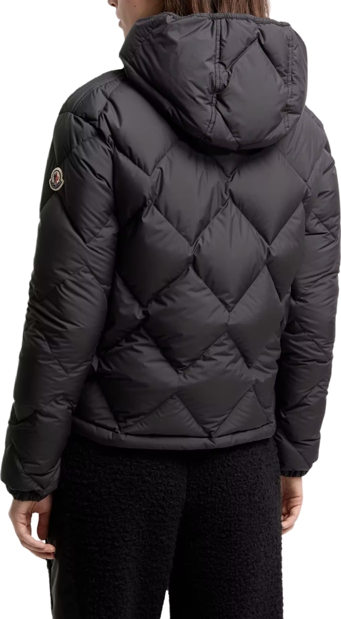 Moncler Arvouinne Short Down Jacket with Triangle Quilting Hood Black