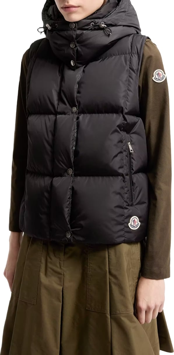 Moncler Macareux Down Padded Vest with Hood Black