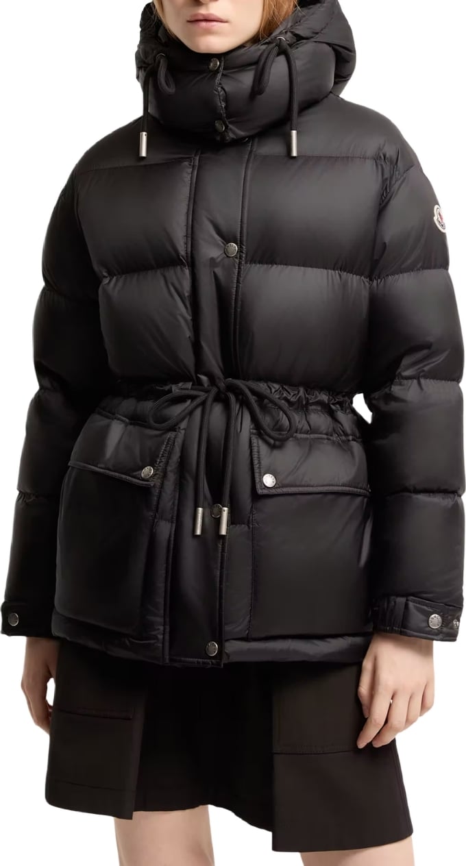 Moncler Sesie midi down jacket with hood Black
