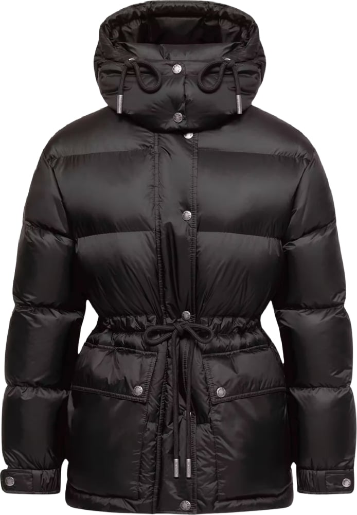 Moncler Sesie midi down jacket with hood Black