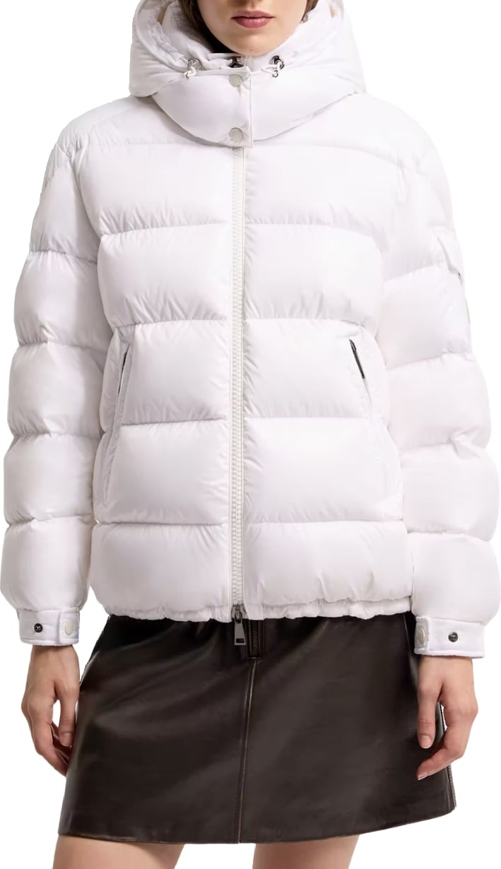 Moncler Maire Hooded Short Down Jacket White