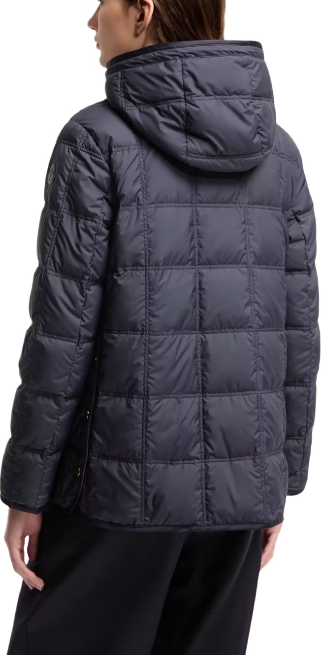 Moncler Cygnet short down jacket with hood Navy