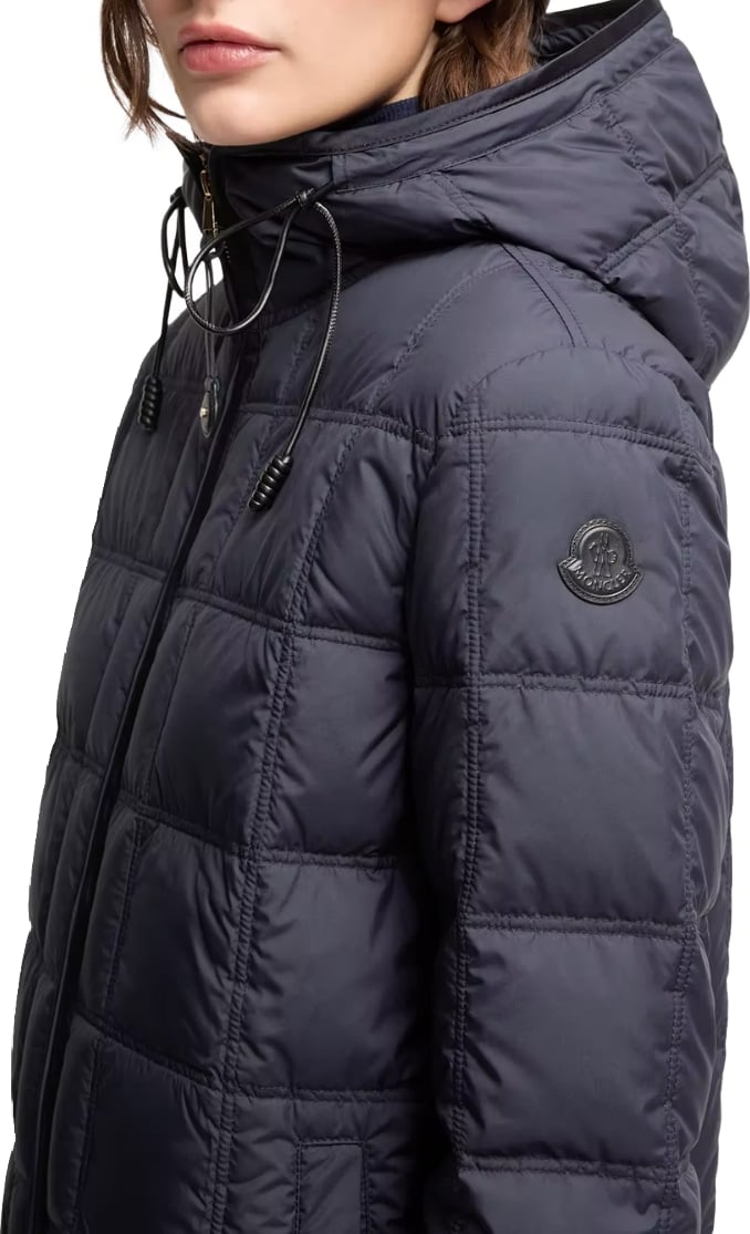 Moncler Cygnet short down jacket with hood Navy