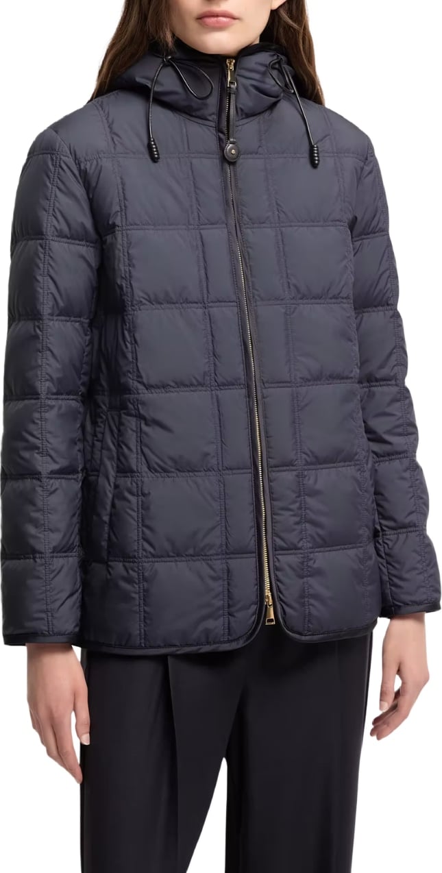 Moncler Cygnet short down jacket with hood Navy