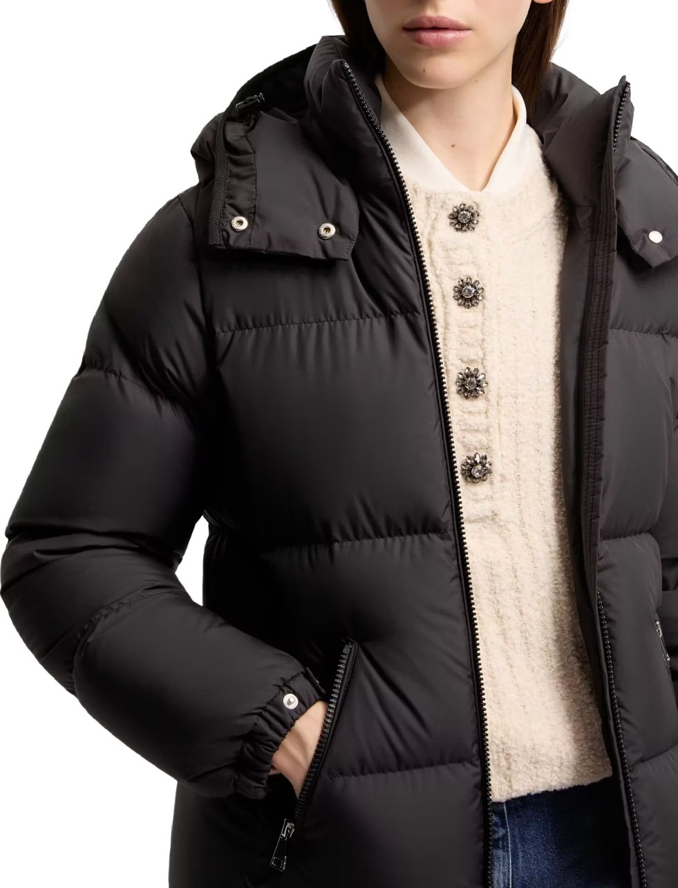 Moncler Fourmines short down jacket with hood Black