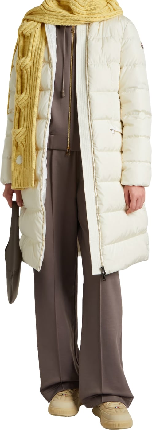 Moncler Avocette Hooded Long Down Jacket White