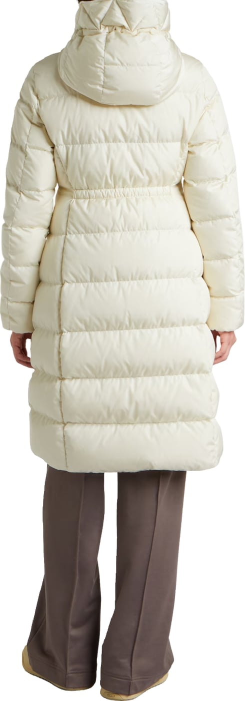 Moncler Avocette Hooded Long Down Jacket White