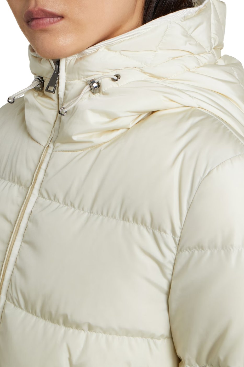 Moncler Avocette Hooded Long Down Jacket White