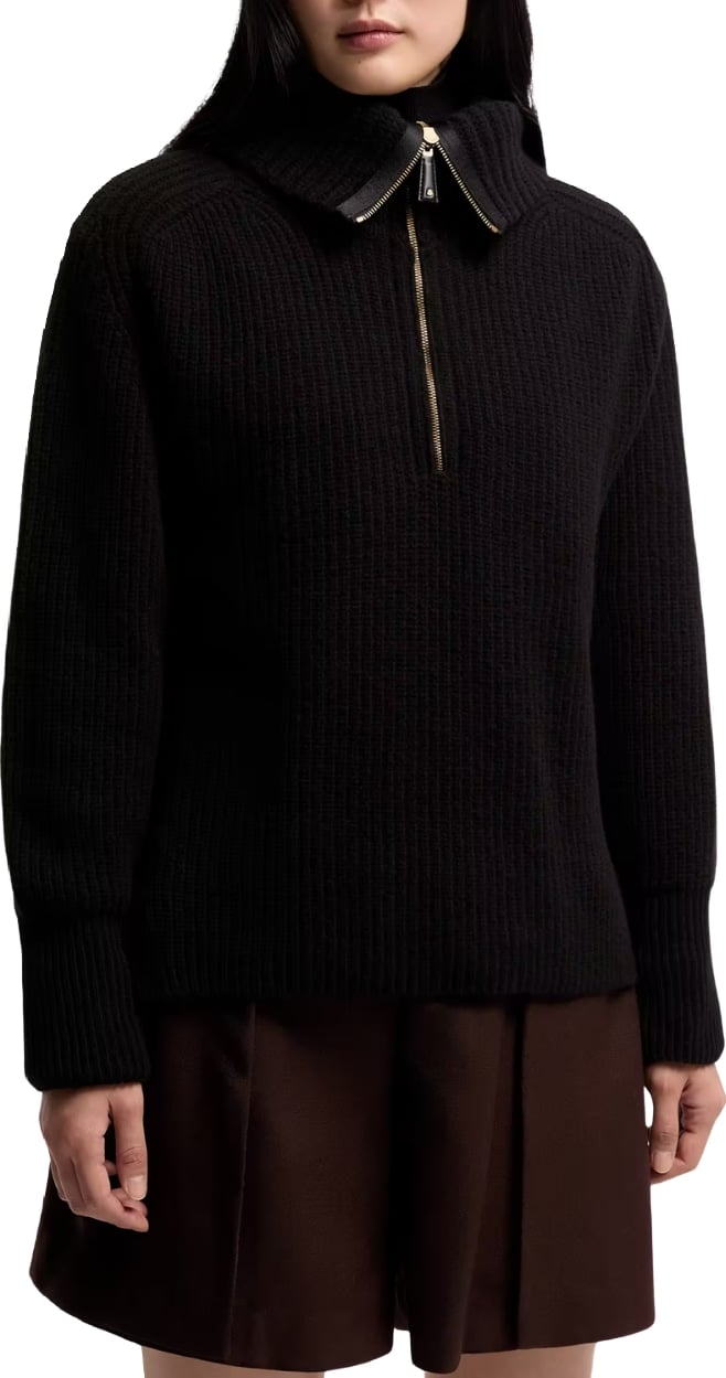 Moncler Wool & Cashmere Zip-Up Jumper Black