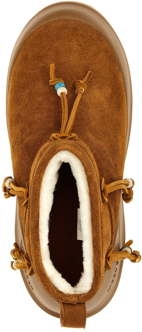 Moon Boot Brown Suede Leather Flat Boots