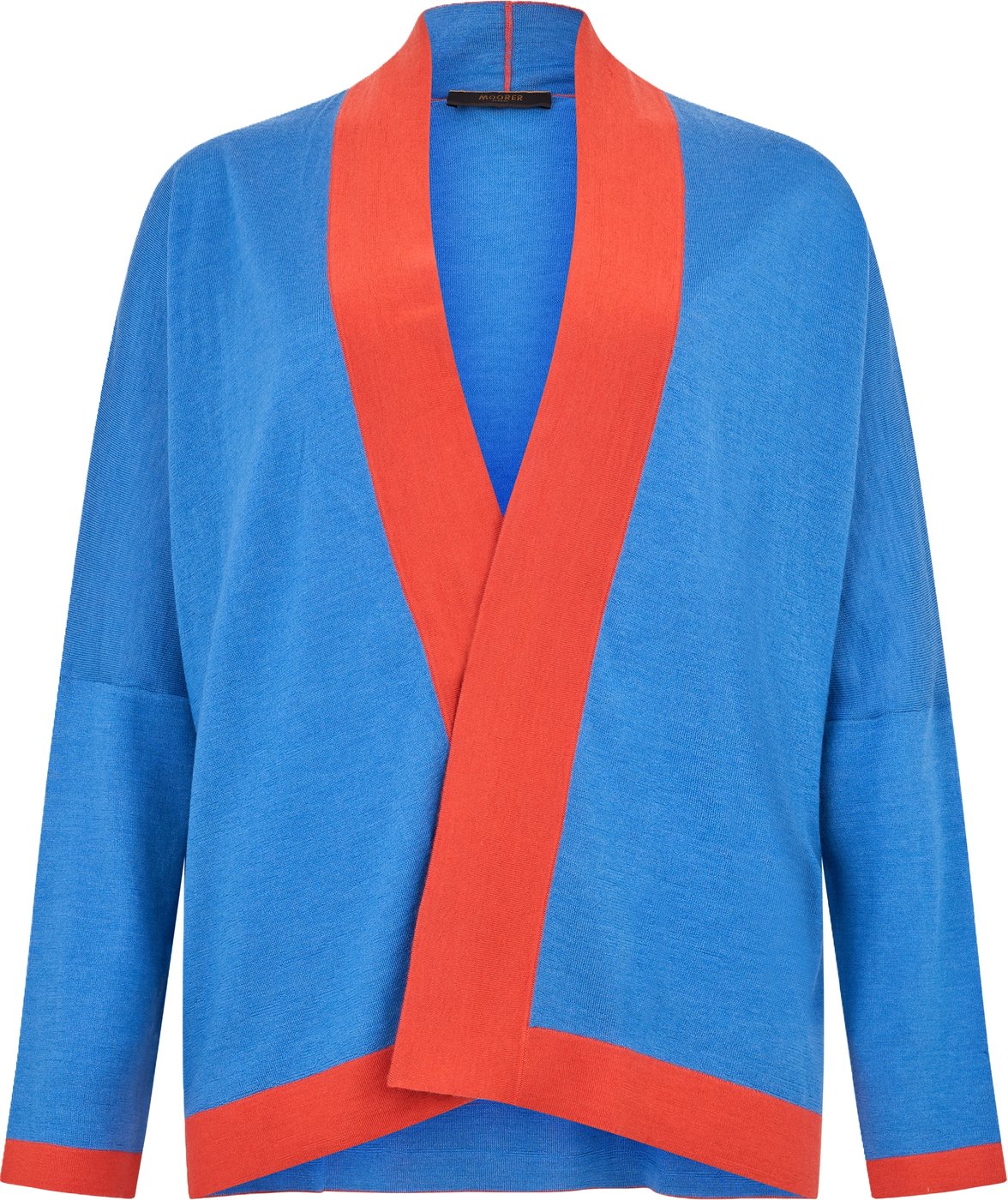 Blue Cardigan with Red Details in contrast