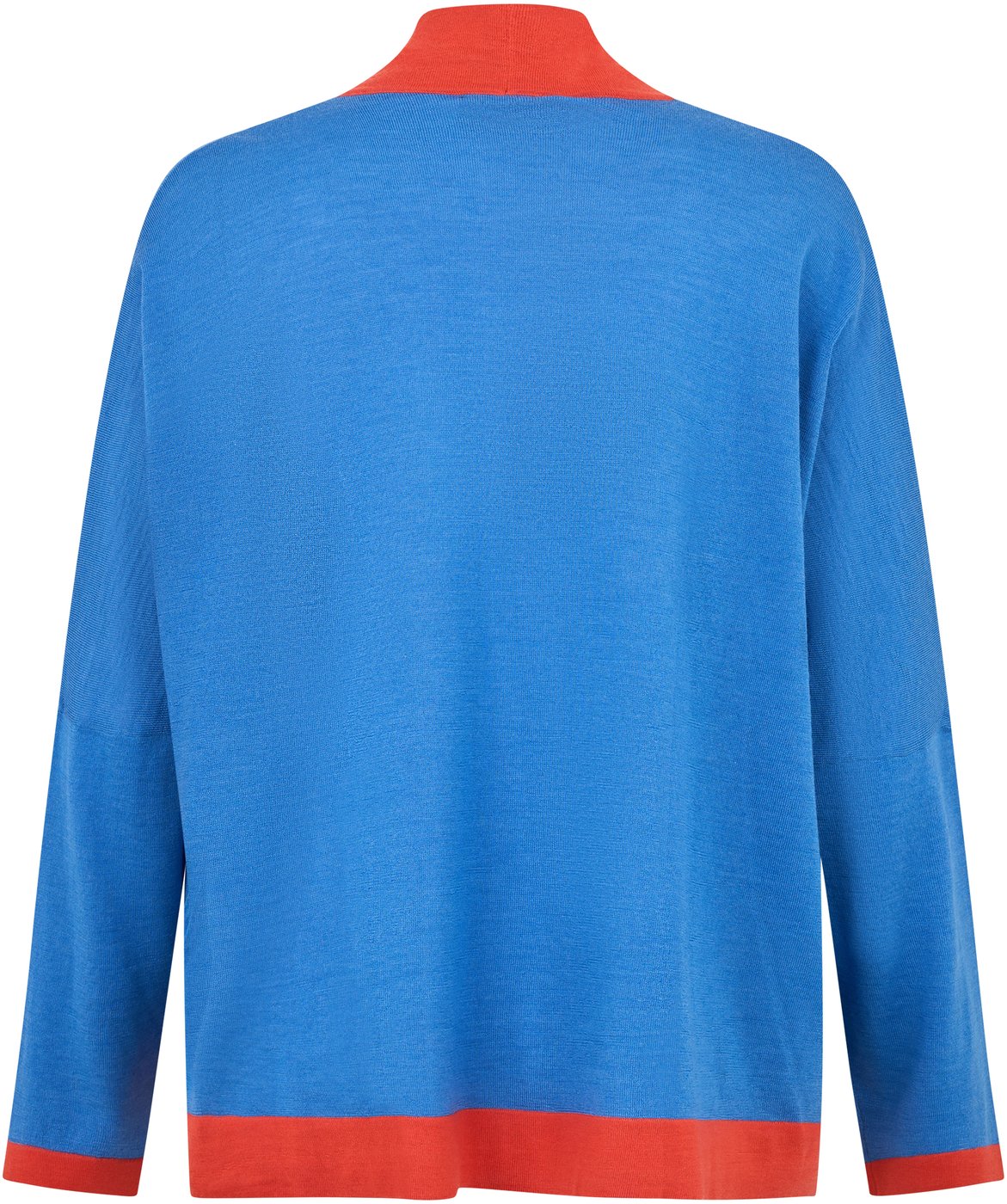 Blue Cardigan with Red Details in contrast