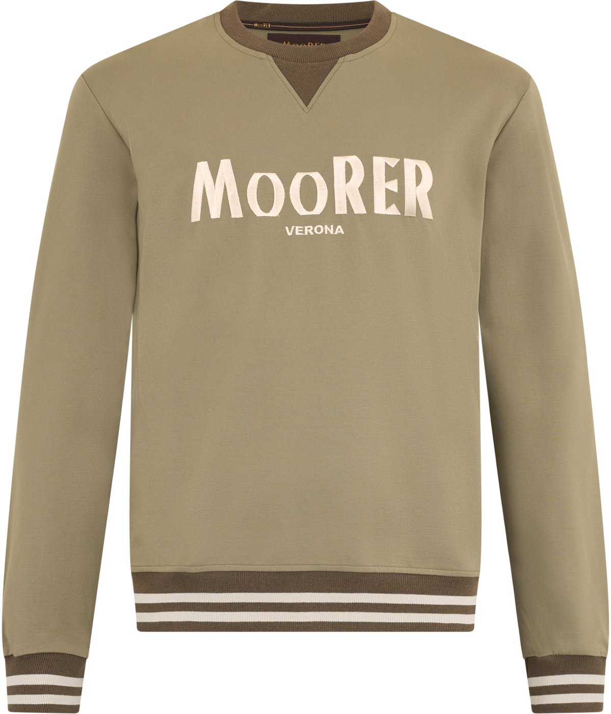 Khaki casual sweatshirt with round neck