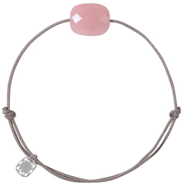 Morganne Bello Armband 1015X47A145 Guava Quartz Cushion met Taupe Koord