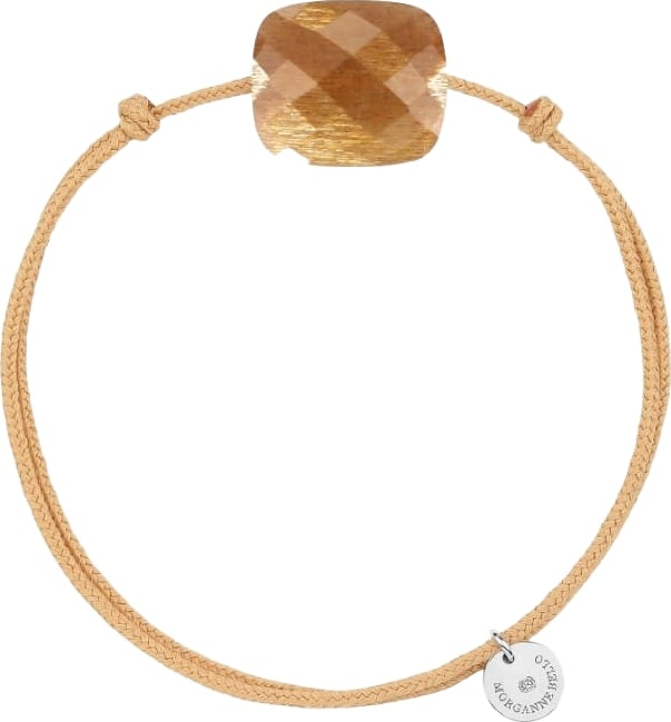 Morganne Bello Armband 1025X13A180 Golden Sunstoze Cushion met Beige Cord