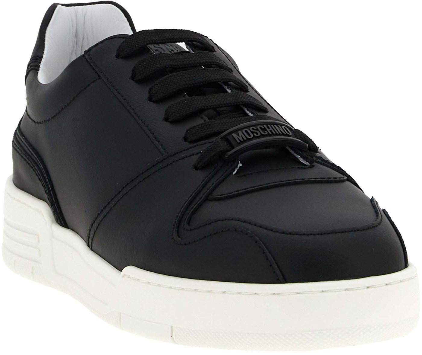 Moschino Black Leather Low Top Sneakers