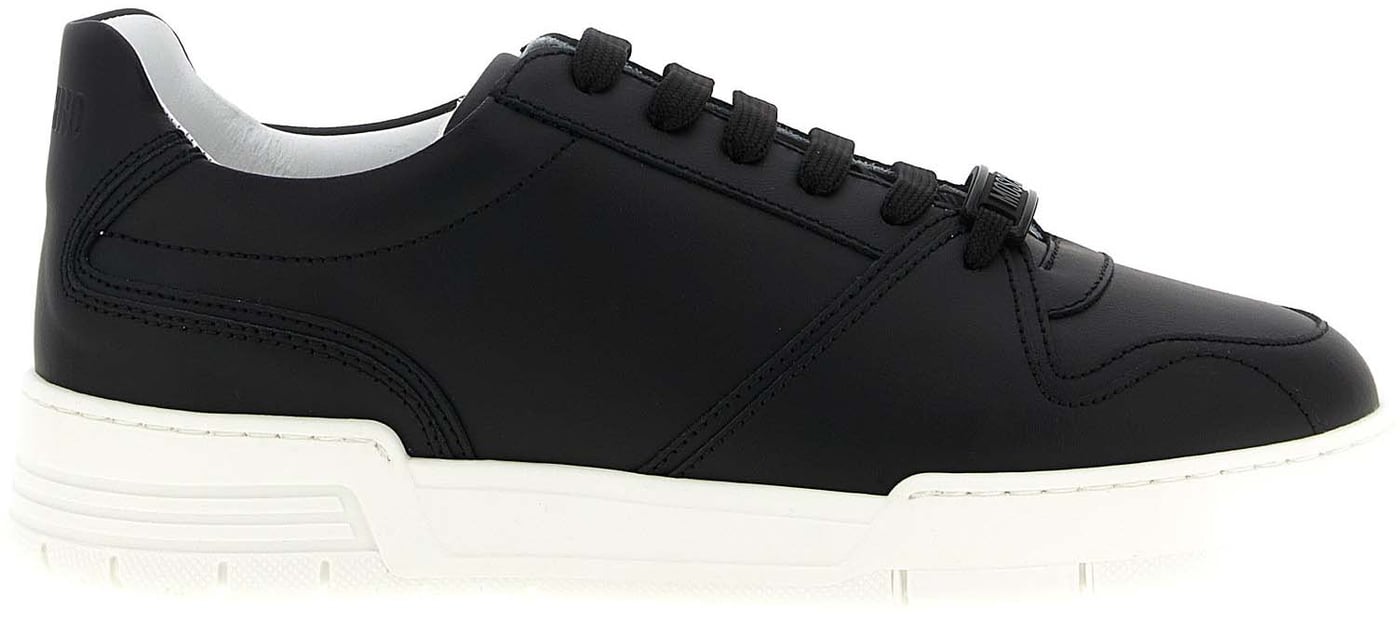 Moschino Black Leather Low Top Sneakers