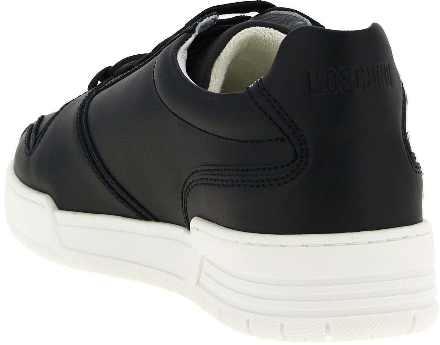 Moschino Black Leather Low Top Sneakers