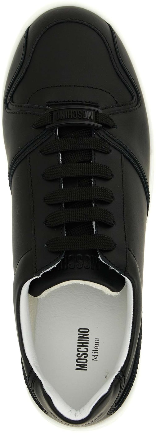 Moschino Black Leather Low Top Sneakers
