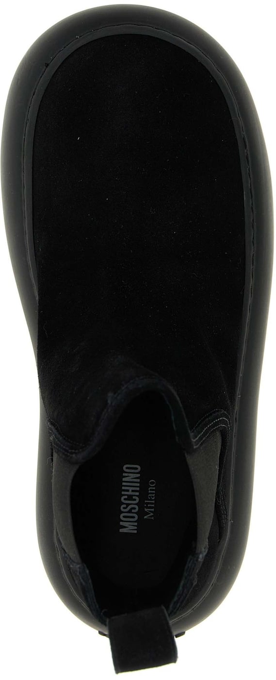 Moschino Black Calfskin Chelsea Boots