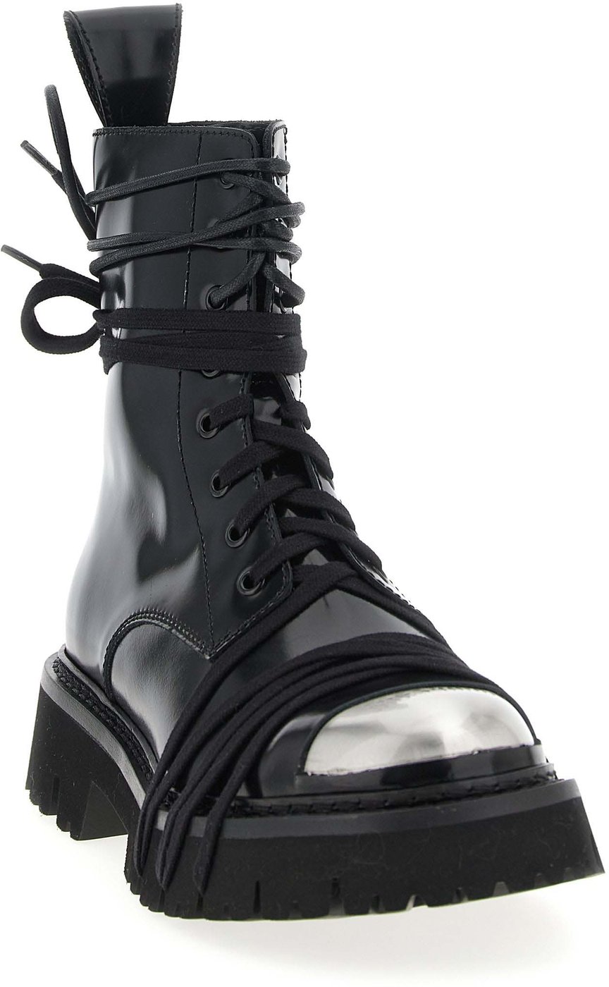 Moschino Black Calfskin Lace-Up Boots