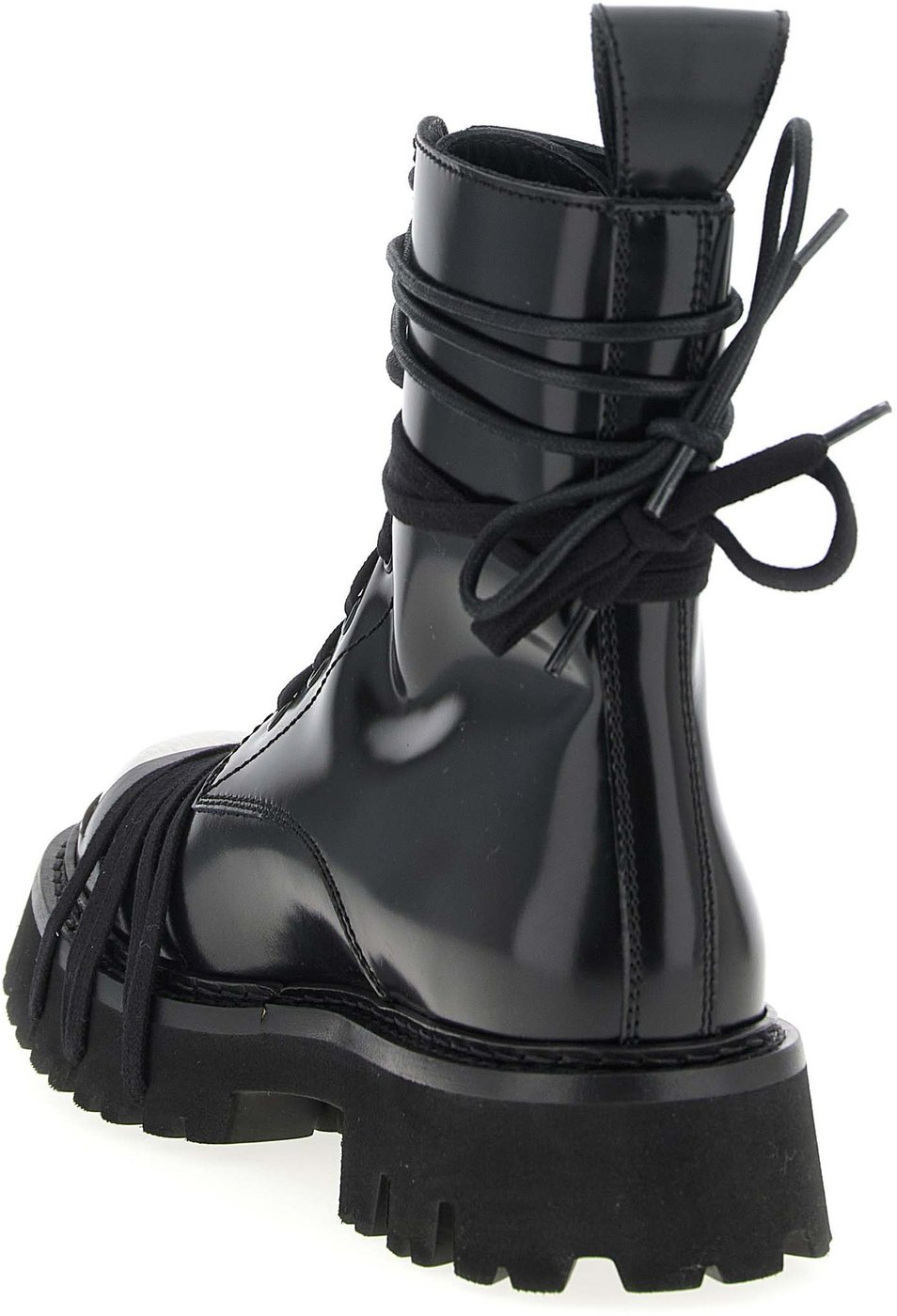 Moschino Black Calfskin Lace-Up Boots