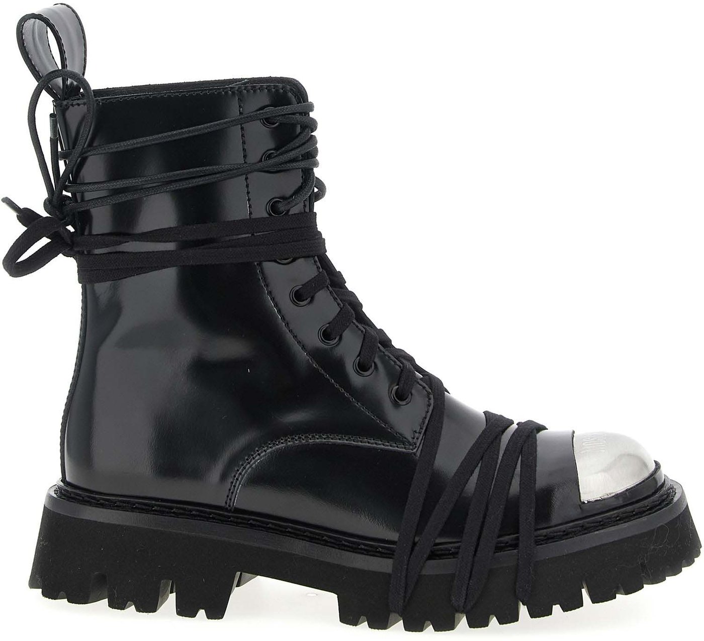 Moschino Black Calfskin Lace-Up Boots