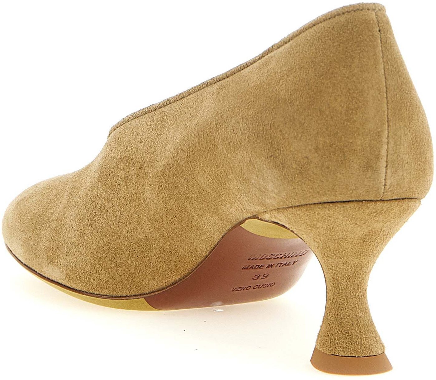 Moschino Beige Calfskin Mid Heel Pumps