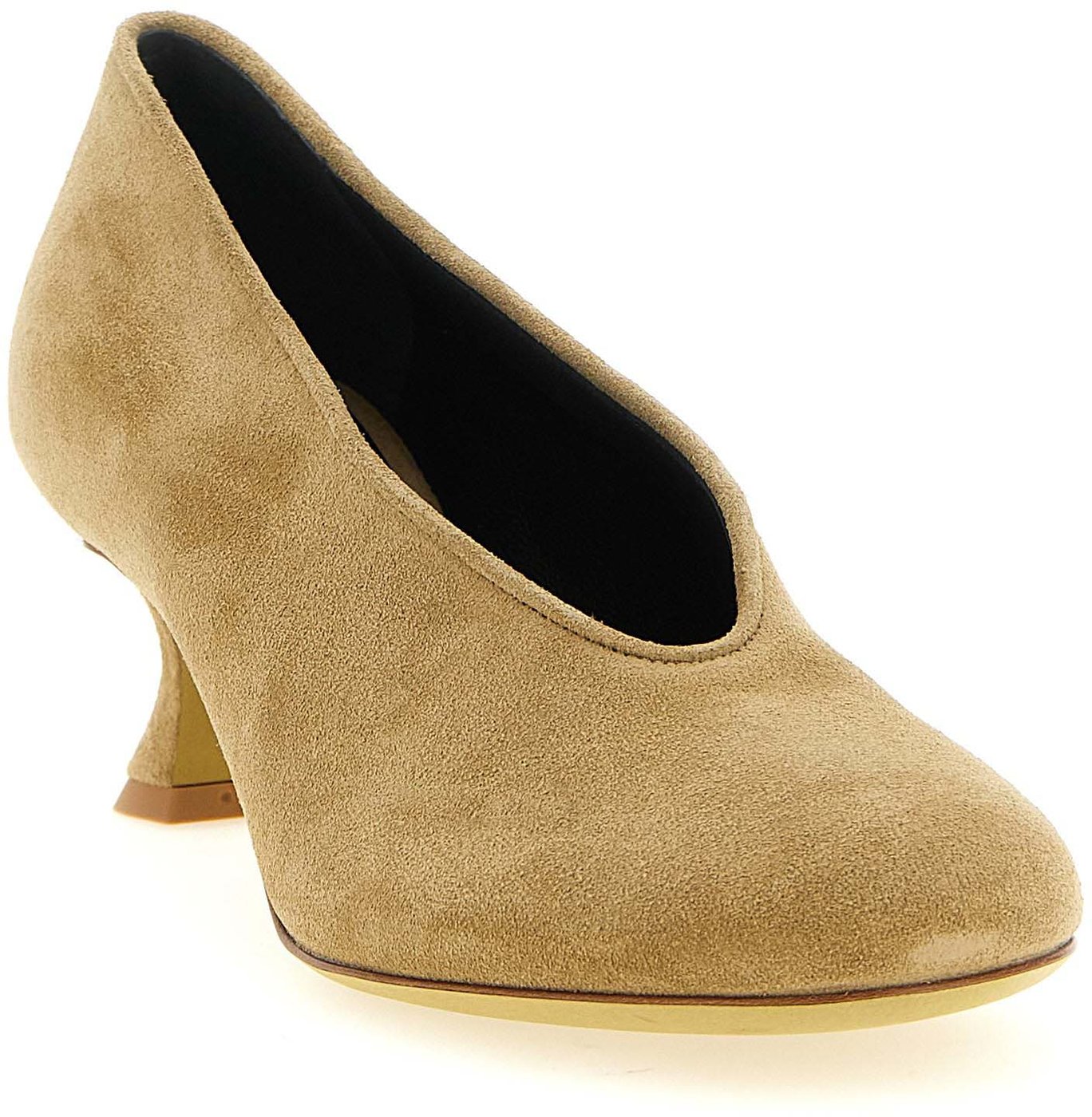 Moschino Beige Calfskin Mid Heel Pumps