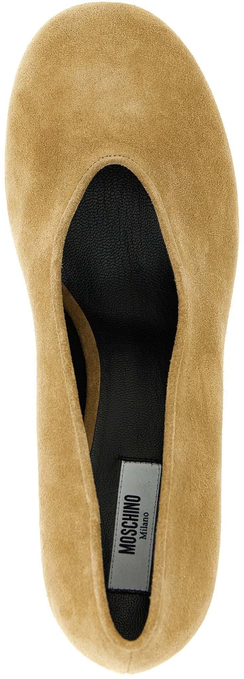 Moschino Beige Calfskin Mid Heel Pumps