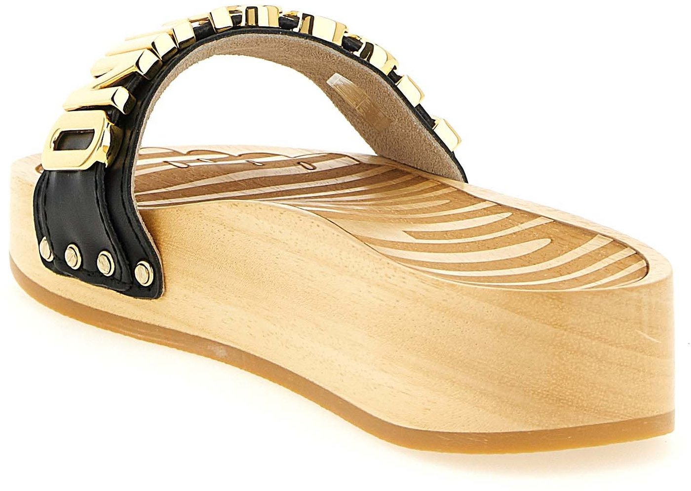 Moschino Black Calfskin Slides