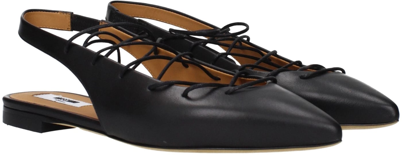 Moschino Black Leather Flats