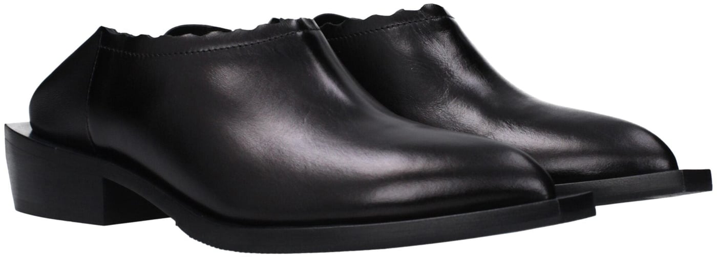 Moschino Black Leather Mules