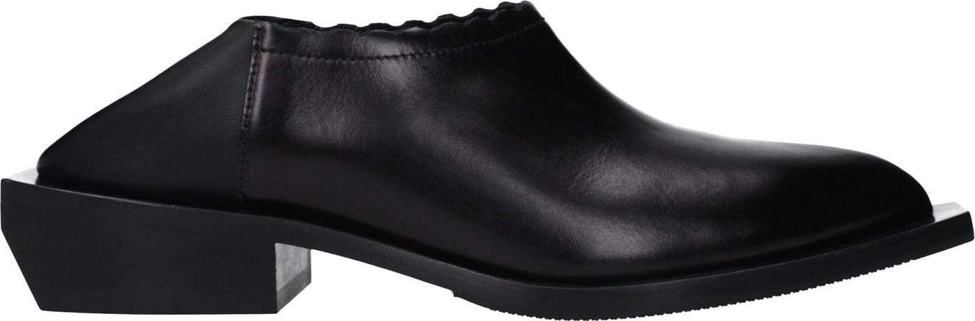 Moschino Black Leather Mules