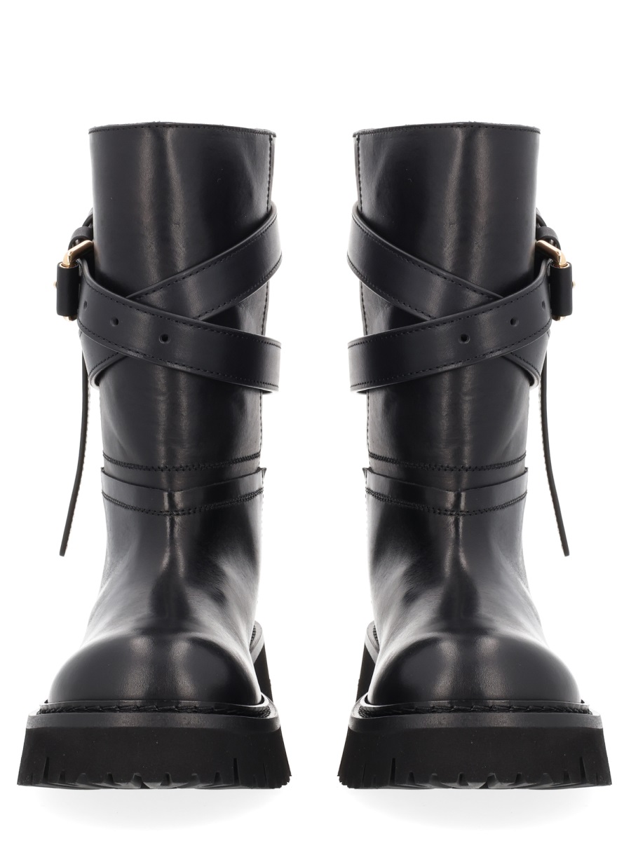 Polished Tie-Me Leather Lug Sole Boots