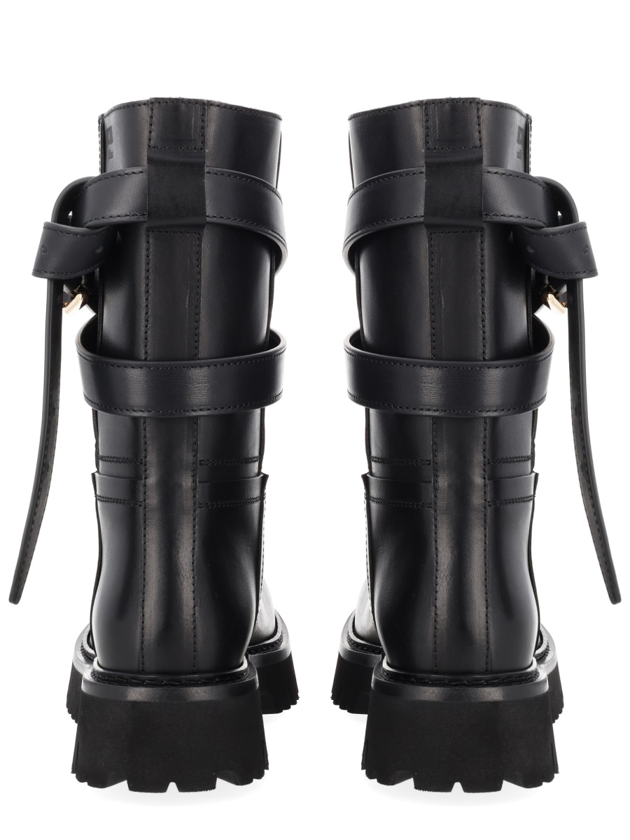 Polished Tie-Me Leather Lug Sole Boots