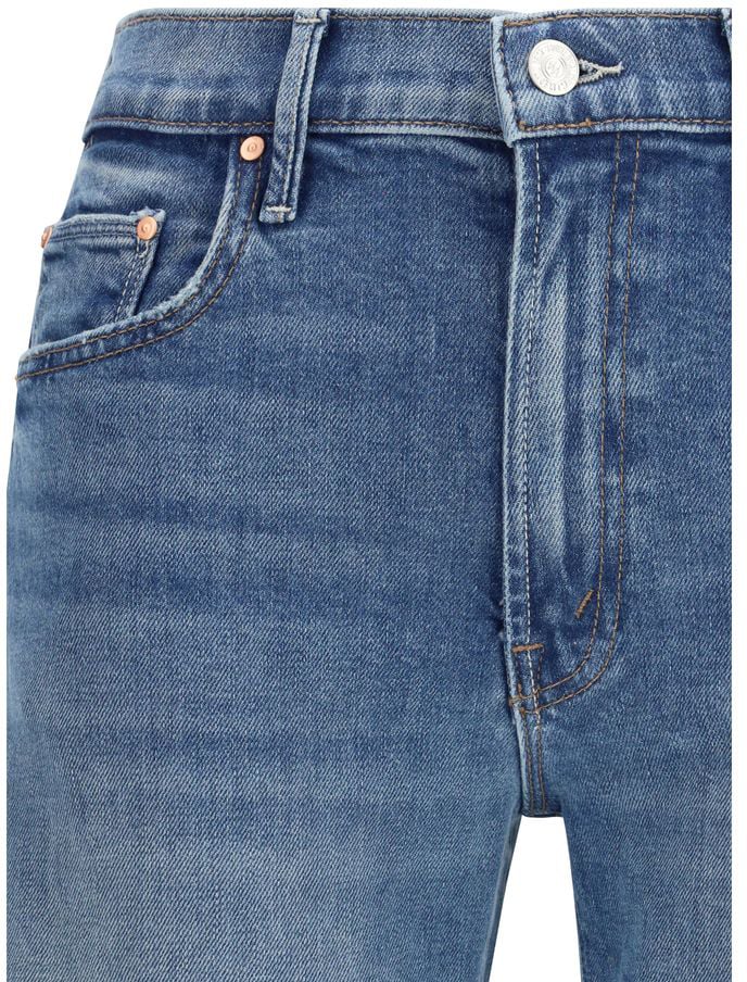 Mother Denim Blue Cotton Flared Jeans