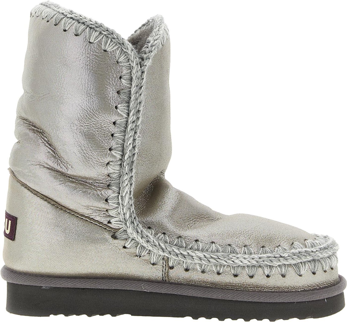 Mou Silver Lambskin Ankle Boots