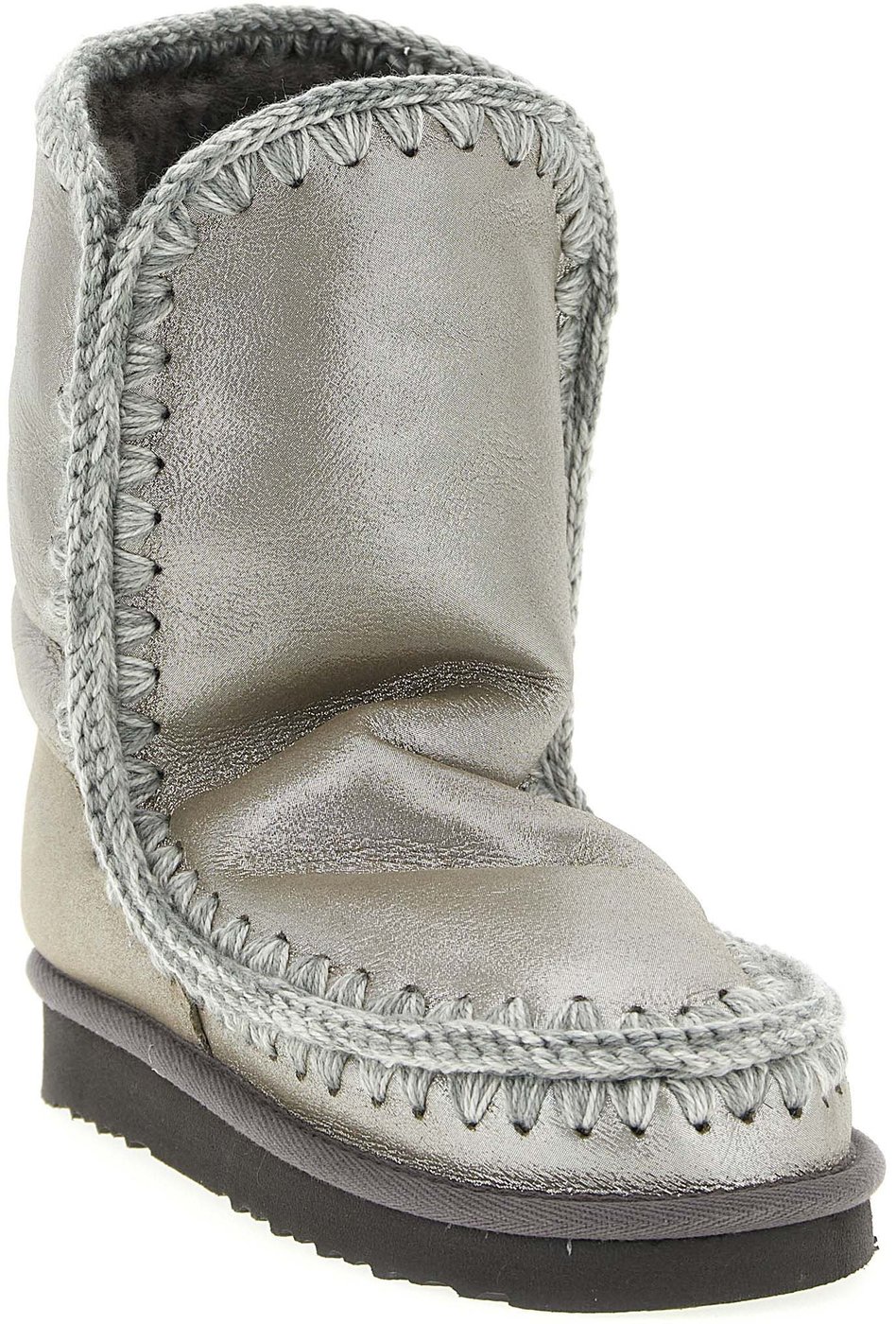 Mou Silver Lambskin Ankle Boots