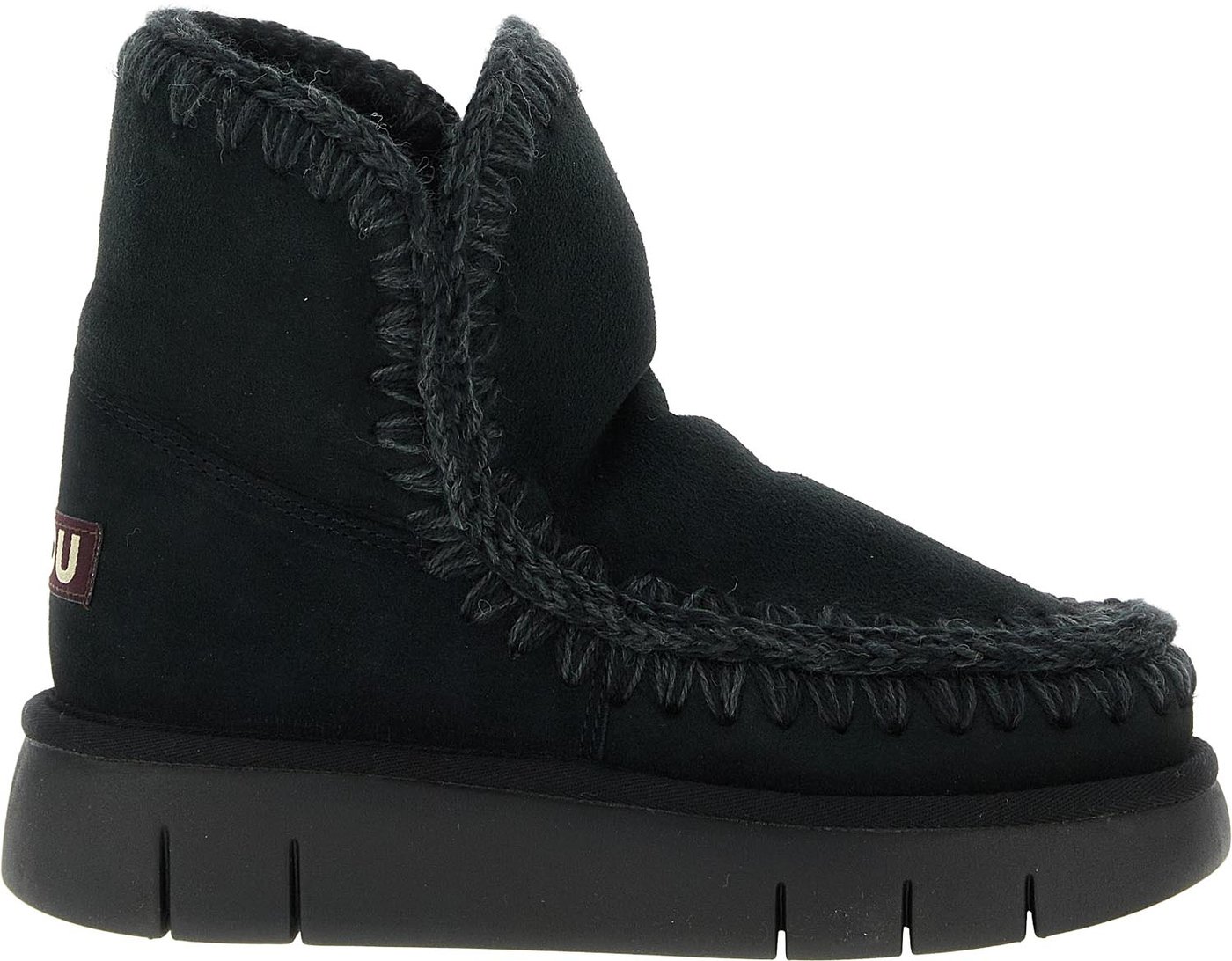 Mou Black Lamb Leather Ankle Boots