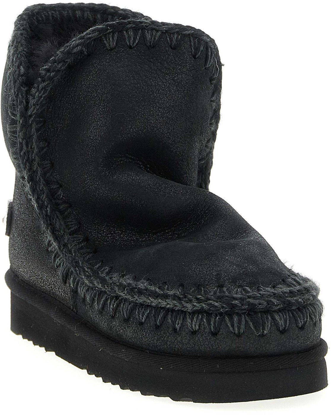 Mou Black Lamb Leather Ankle Boots